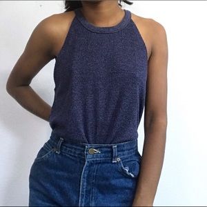 marled blue knit halter